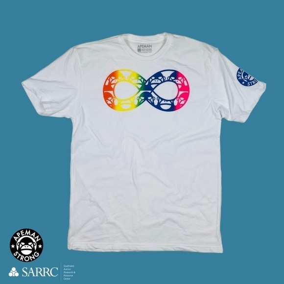 Apeman White Rainbow Autism Awareness Short Sleeve Tee Shirt Size Extra Large - Picture 2 of 13